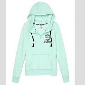 EUC Mint Green Pink Victoria Secret Quarter Zip